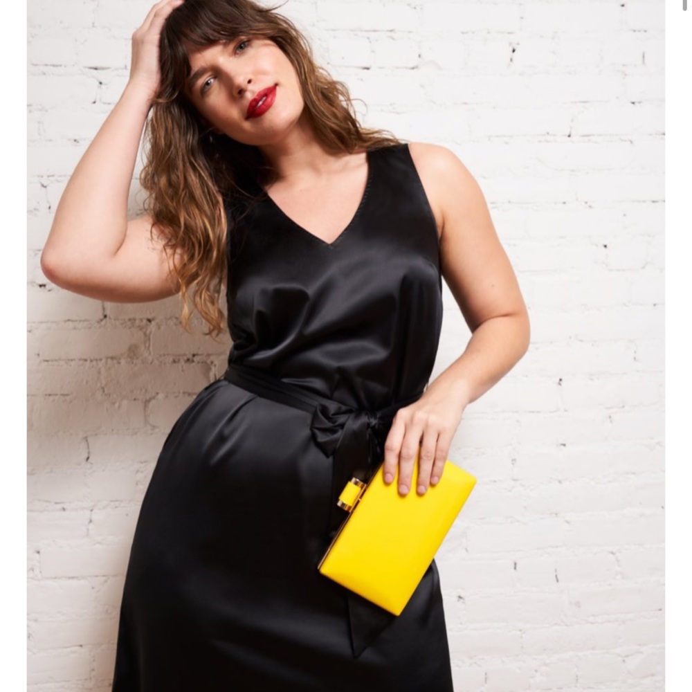 Spencer Slip Tie Dress - Glossy Black